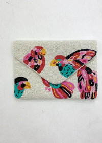 Gili "Birds" Beaded Clutch-Hand In Pocket