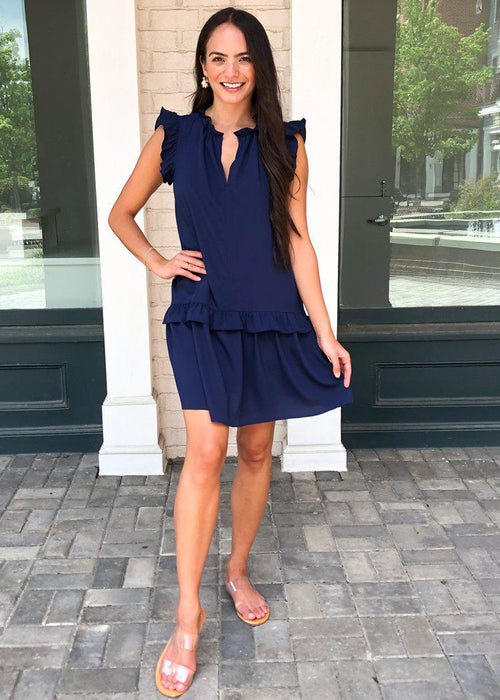 Hamptons Drop Waist Shirtdress Dress-Hand In Pocket