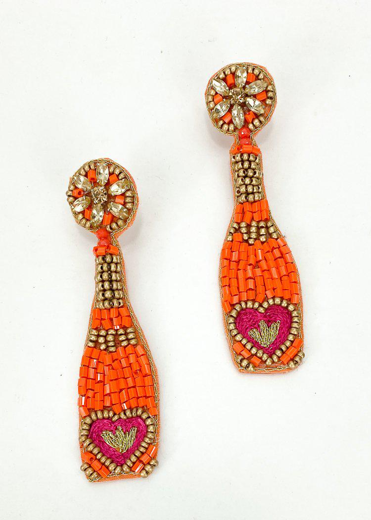 Epernay Champagne Beaded Drop Earring - Orange-Hand In Pocket