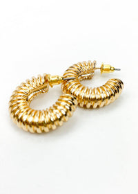 Shoal Bay Small Tube Hoops - Gold-Hand In Pocket