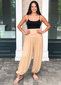 Ylang Ylang Harem Pants- Straw ***FINAL SALE***-Hand In Pocket