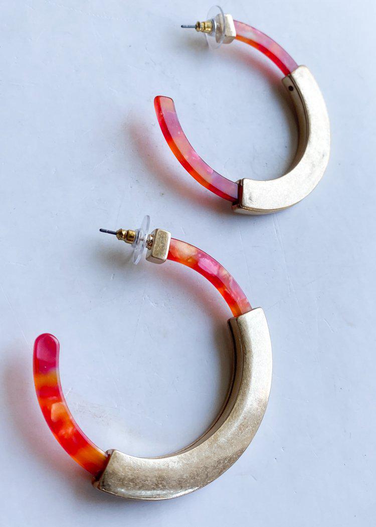 Tatsiana Resin Hoop - Orange-Hand In Pocket