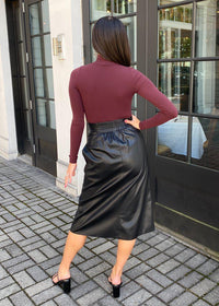 ASTR the Label Lorette Tie Waist Faux Leather Midi Skirt ***FINAL SALE***-Hand In Pocket