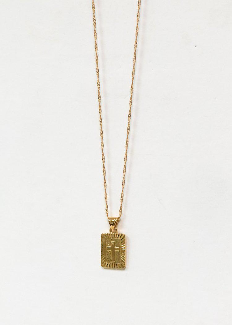 Bracha Truth Card Cross Pendant Necklace - Gold-Hand In Pocket