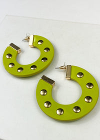 Andros Ball Stud Hoop - Light Green-Hand In Pocket