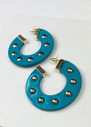 Andros Ball Stud Hoop - Teal-Hand In Pocket