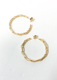 Ellen Chain Brushed Metal Hoops - Gold-Hand In Pocket