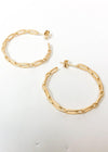 Ellen Chain Brushed Metal Hoops - Gold-Hand In Pocket