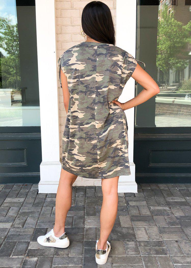 Everyday Gear Camo Print T Shirt Dress-Camo-***FINAL SALE***-Hand In Pocket