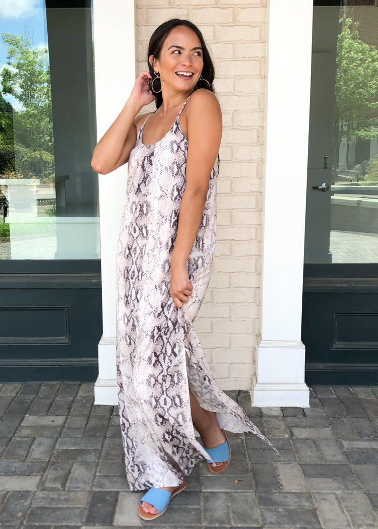 THML Prairie Snake Print Maxi-Hand In Pocket