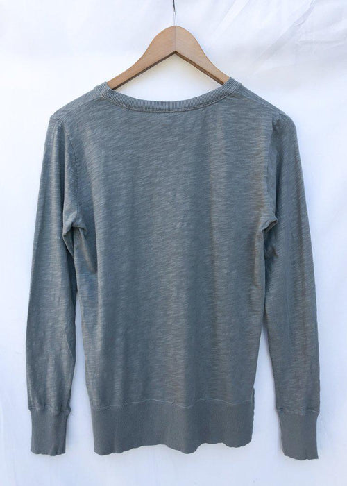 Bobi Essential Long Sleeve Crew Neck Tee - Overcast-Hand In Pocket