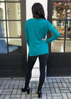 Bobi Essential Long Sleeve Crew Neck Tee - Jade-Hand In Pocket