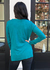 Bobi Essential Long Sleeve Crew Neck Tee - Jade-Hand In Pocket