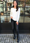 Bobi Heathered Long Sleeve Sweatshirt - Ivory-Hand In Pocket