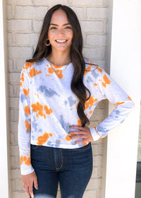 Stateside slub tie dye long-sleeve boxy crew-Dusk ***FINAL SALE***-Hand In Pocket