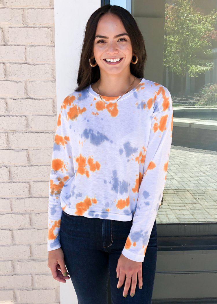 Stateside slub tie dye long-sleeve boxy crew-Dusk ***FINAL SALE***-Hand In Pocket