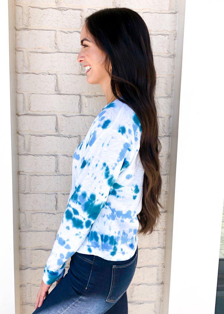 Stateside slub tie dye long-sleeve boxy crew-Ocean ***FINAL SALE***-Hand In Pocket