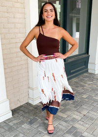 Blvd One Shoulder Rib Tank-Brown-***FINAL SALE***-Hand In Pocket