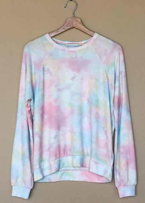 PJ Salvage Long Sleeve Pullover- Tie Dye-Hand In Pocket