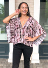 Barcelo Tie Dye Print Kimono Sleeve Blouse-***FINAL SALE***-Hand In Pocket