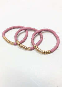 Medocino Stretch Beaded Bracelet Set of 3 - Pink-Hand In Pocket