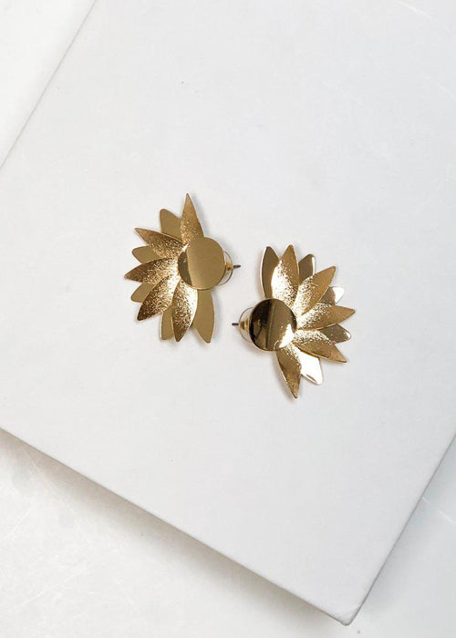 Lily Petal Stud Earrings - Gold-Hand In Pocket