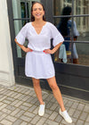 Michael Stars Katelyn Smocked Waist Peasant Dress-White ***FINAL SALE***-Hand In Pocket