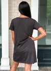 Z Supply Short Sleeve Organic Cotton V-neck T-shirt Dress-Hand In Pocket