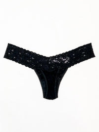 Hanky Panky Signature Lace Low Rise Thong - Fiji Blue-Hand In Pocket