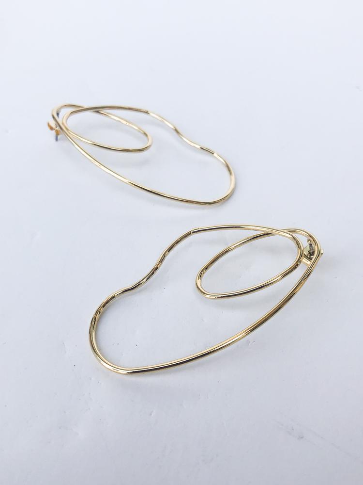 Crofton Abstract Gold Statement Earring-Hand In Pocket