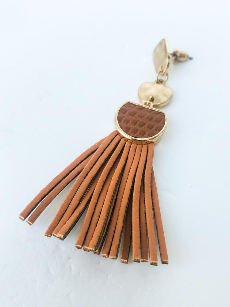 Napa Tassel Earring - Peach-Hand In Pocket