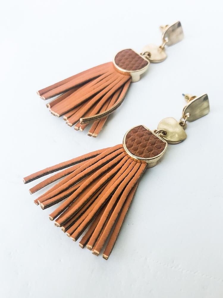 Napa Tassel Earring - Peach-Hand In Pocket