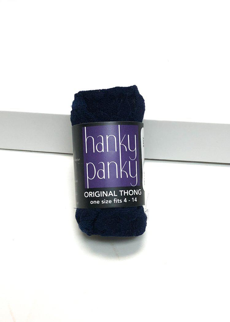 Hanky Panky Signature Lace Original Rise Thong - Navy-Hand In Pocket