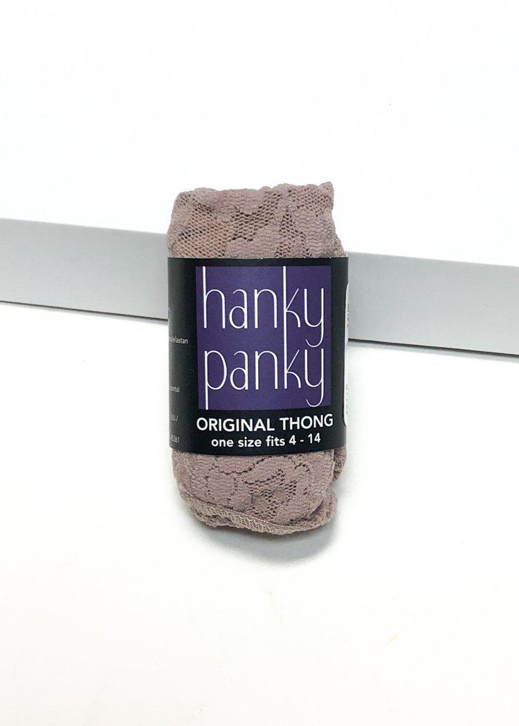 Hanky Panky Signature Lace Original Rise Thong - Taupe-Hand In Pocket