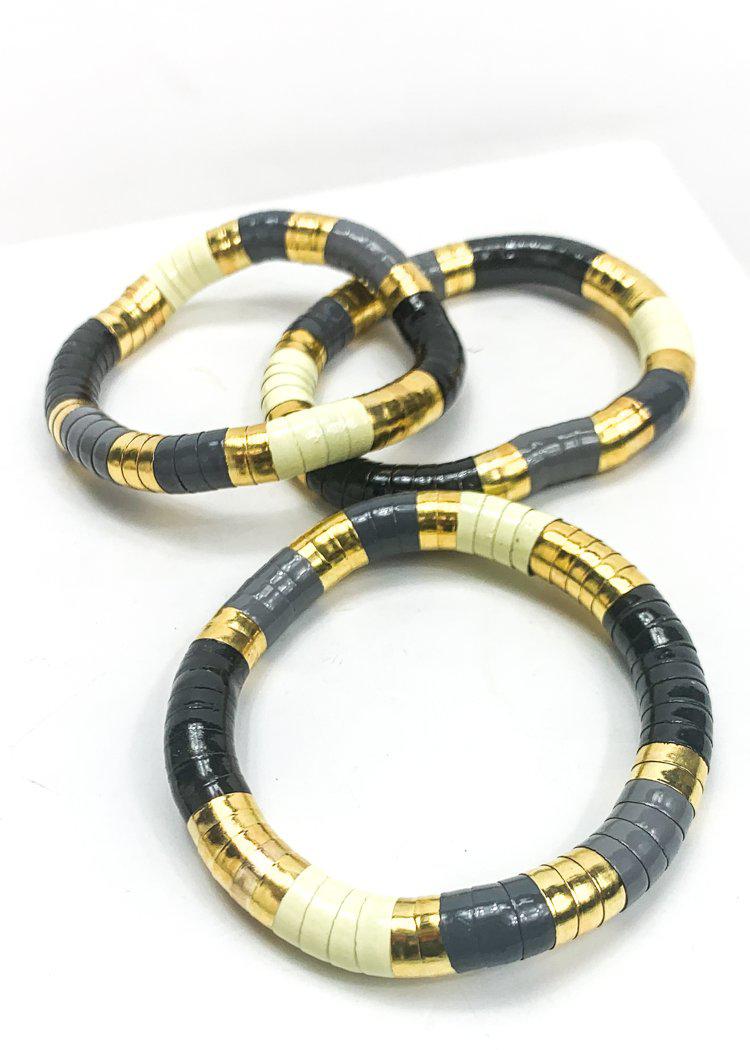 Colorblock Flexible Bangle-Grey/Black-Hand In Pocket