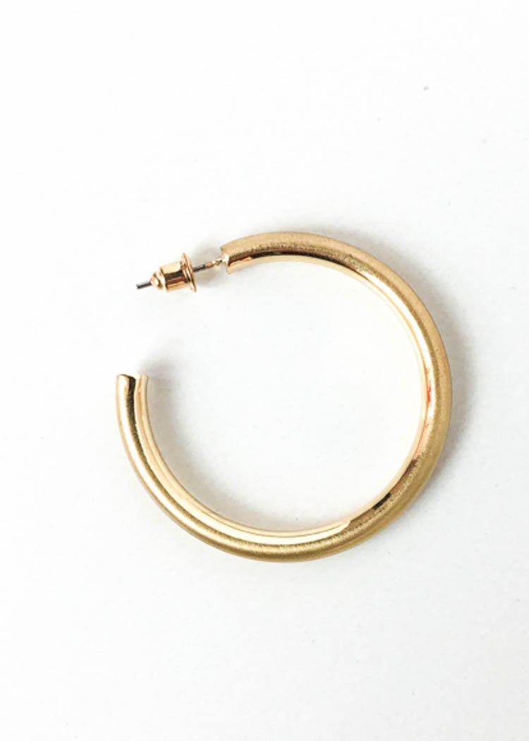 Hoop la 40mm Brushed Hoop - Gold-Hand In Pocket