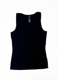 Bobi Los Angeles Square Neck Ribbed Tank-Black ***FINAL SALE***-Hand In Pocket