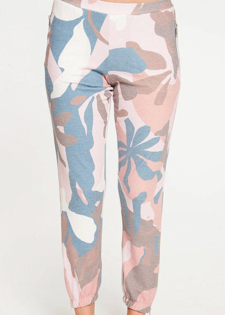 Chaser Love Knit "Camo Floral" Joggers-Hand In Pocket