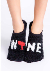 PJ Salvage Wine Slipper Socks-Black-Hand In Pocket