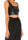 Commando Faux Leather Crop Top - Black-Hand In Pocket