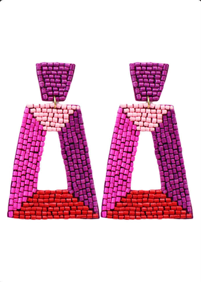 Marrakesh Colorblock Earrings- Magenta-Hand In Pocket