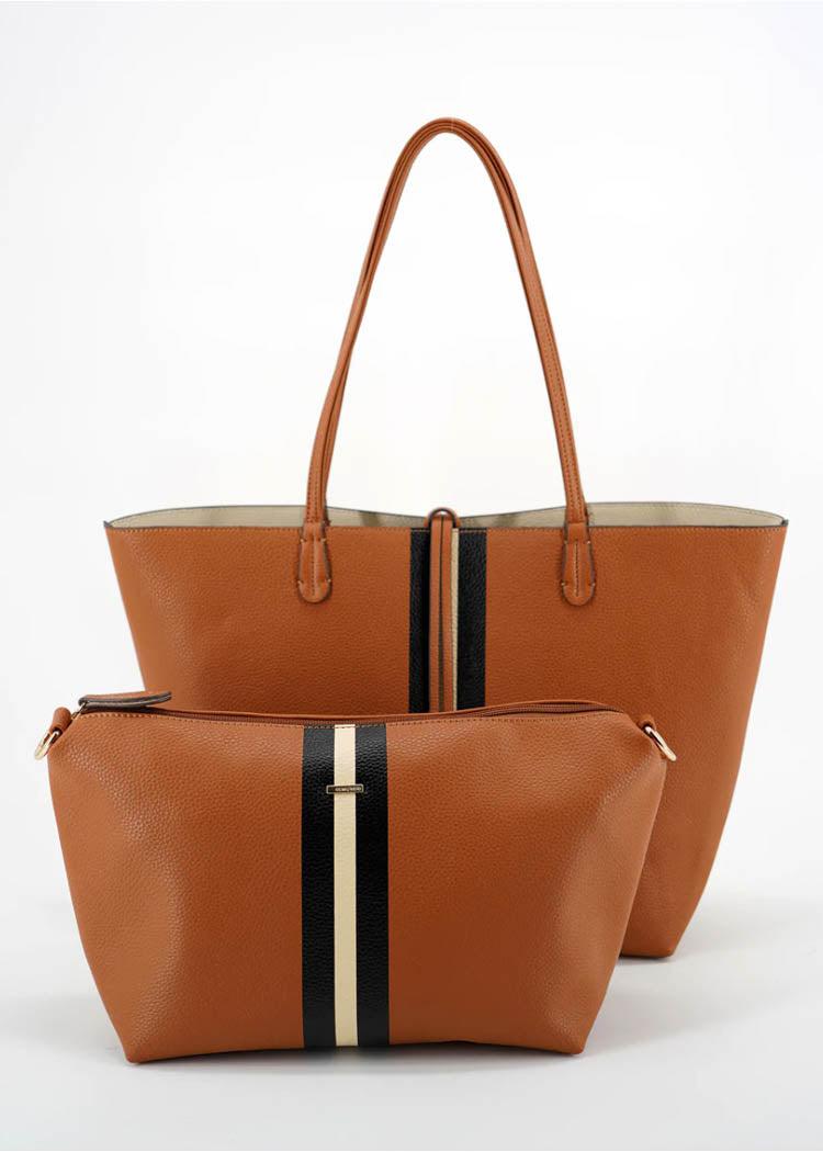 Remi Reid Departure Tote- Stripe-Hand In Pocket