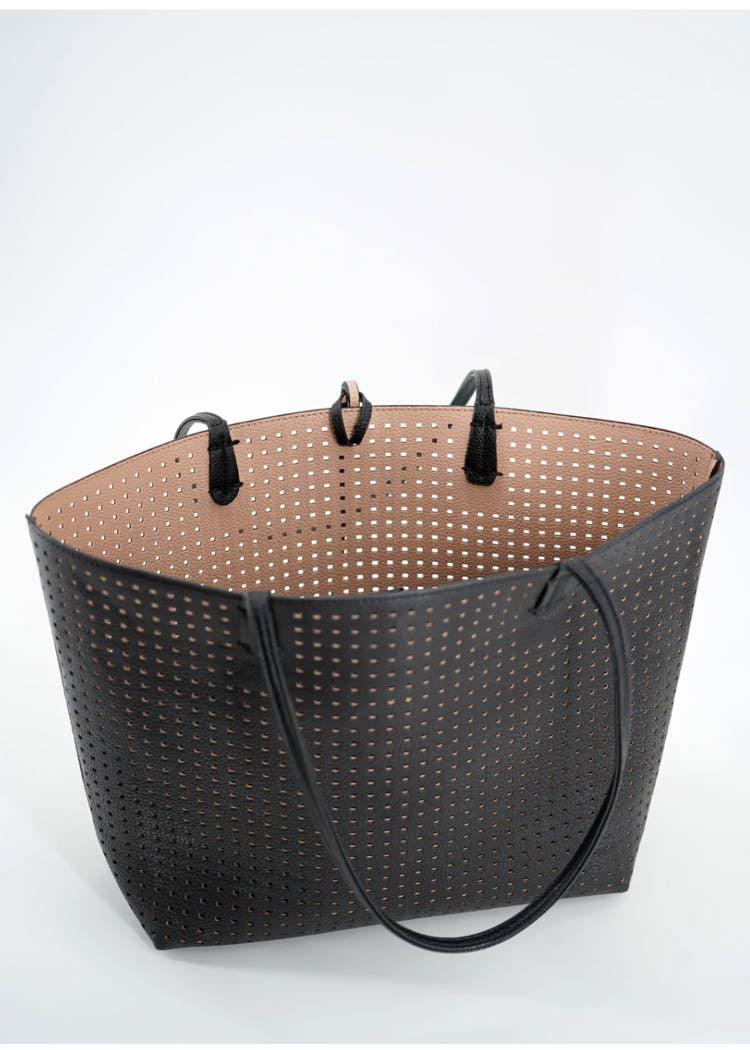 Remi Reid Departure Tote- Perforated-Hand In Pocket