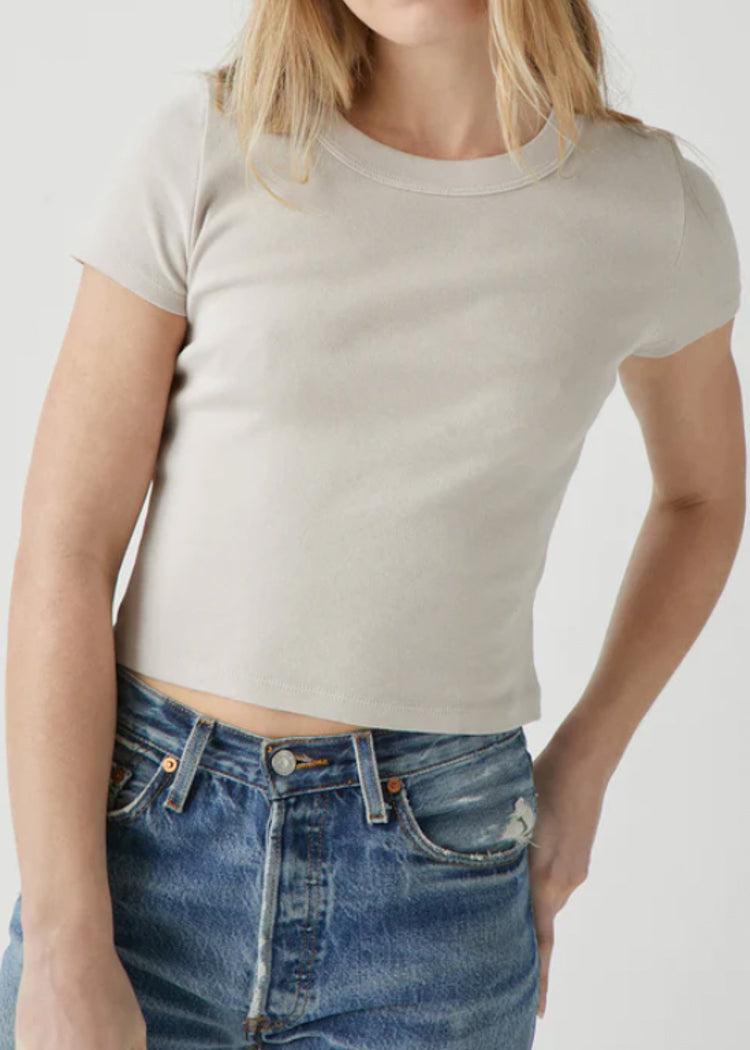 Mimi Crop Tee - Cement-Hand In Pocket