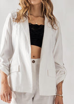 Claire Linen Blazer - White-Hand In Pocket