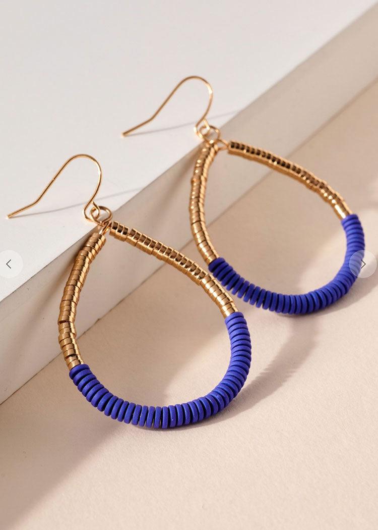 Larissa Beaded Hoops-Blue-Hand In Pocket