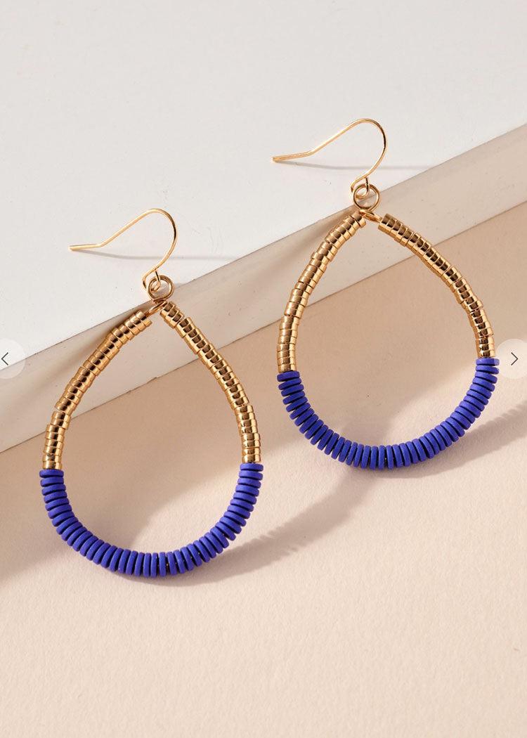 Larissa Beaded Hoops-Blue-Hand In Pocket