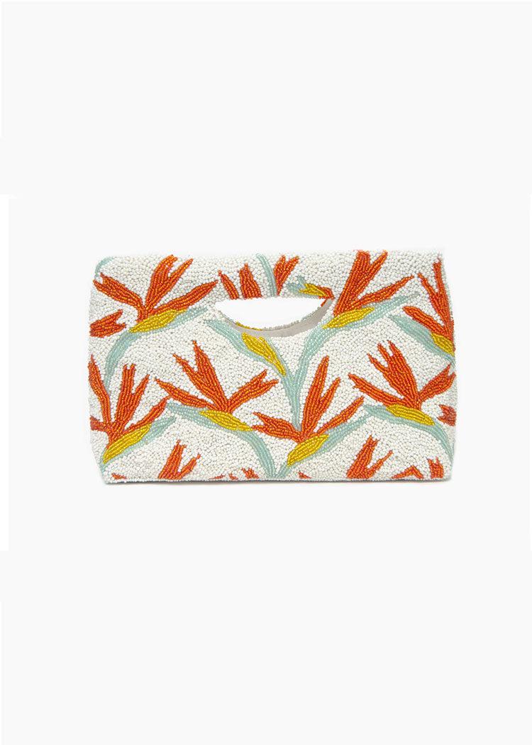 Tiana Designs "Birds of Paradise" Beaded Top Handle Clutch-Hand In Pocket