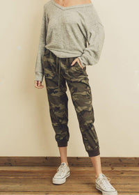 Campbell Camo Tie Waist Joggers -***FINAL SALE***-Hand In Pocket