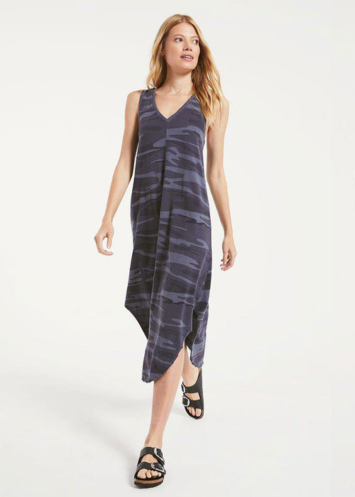 Z Supply Reverie Midi Dress - Camo Dark Blue-Hand In Pocket